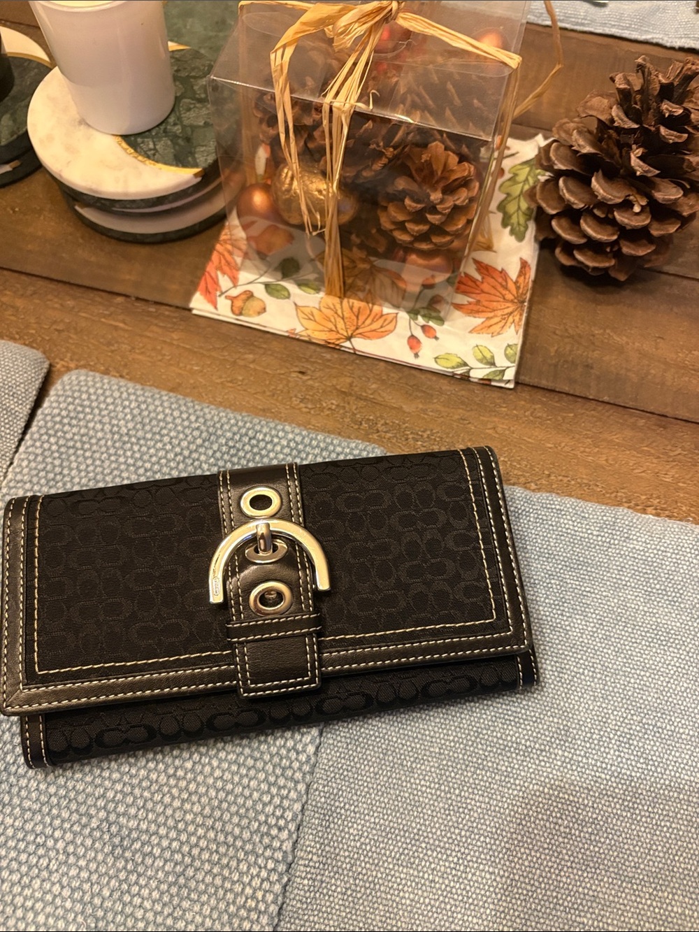 Coach Black Signature Continental Wallet with Gold Hardware - Picture 10 of 10